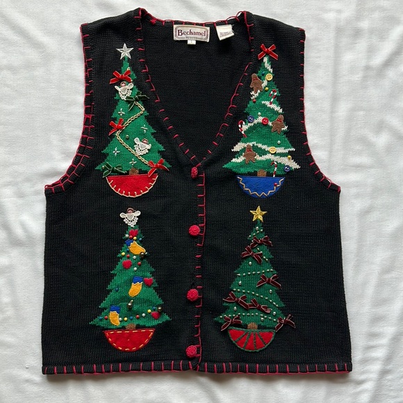 Vintage Jackets & Coats Bechamel Petites Christmas Tree Vintage Holiday Sweater Vest Poshmark